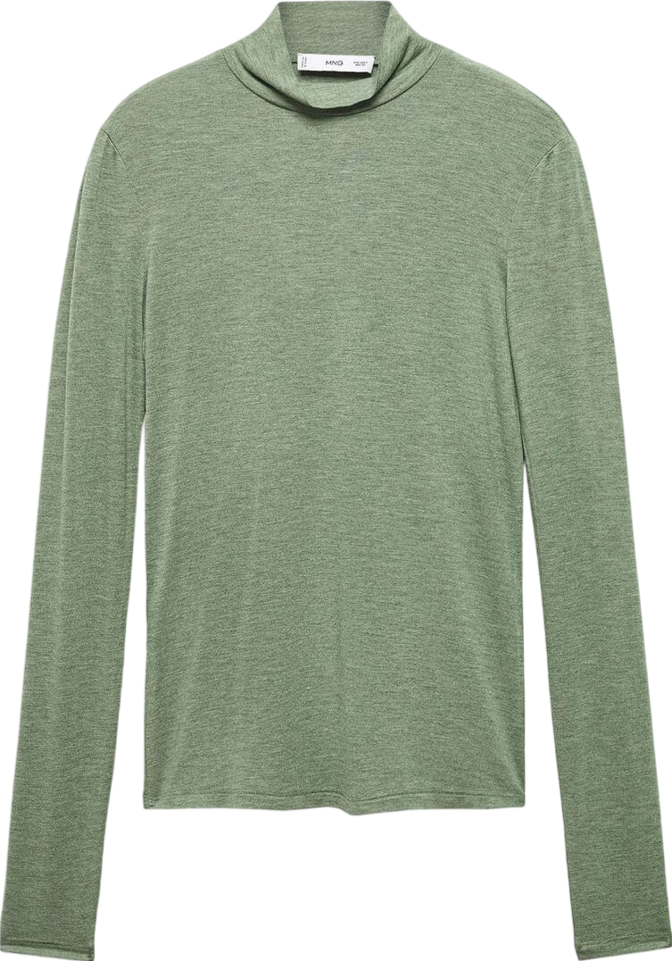 MANGO Green Turtleneck Long-sleeved T-shirt UK M