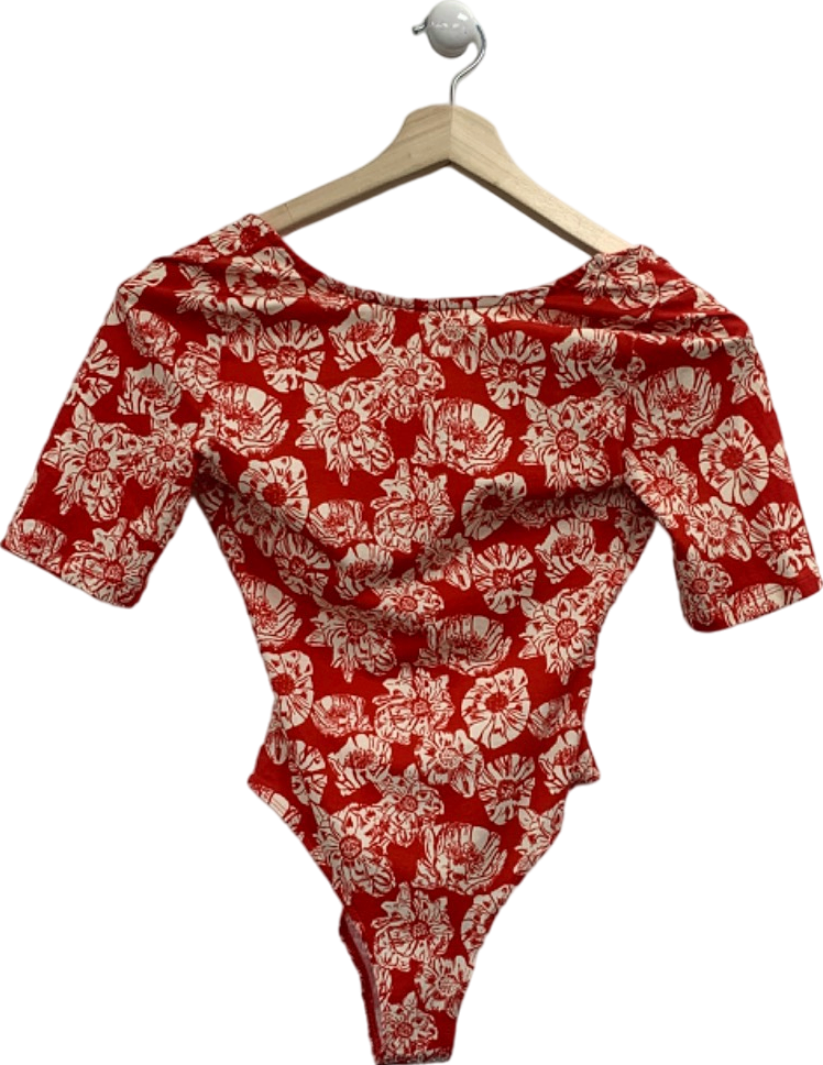 Balzac Red Floral Bodysuit UK S