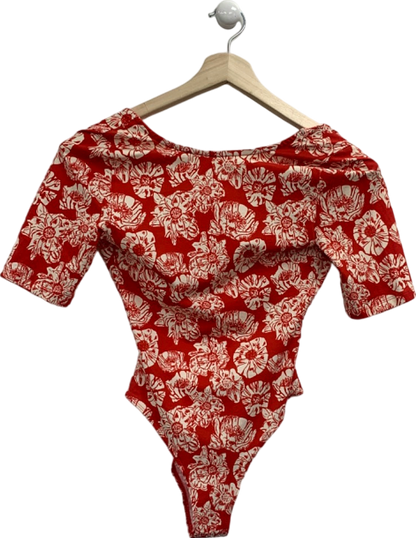 Balzac Red Floral Bodysuit UK S