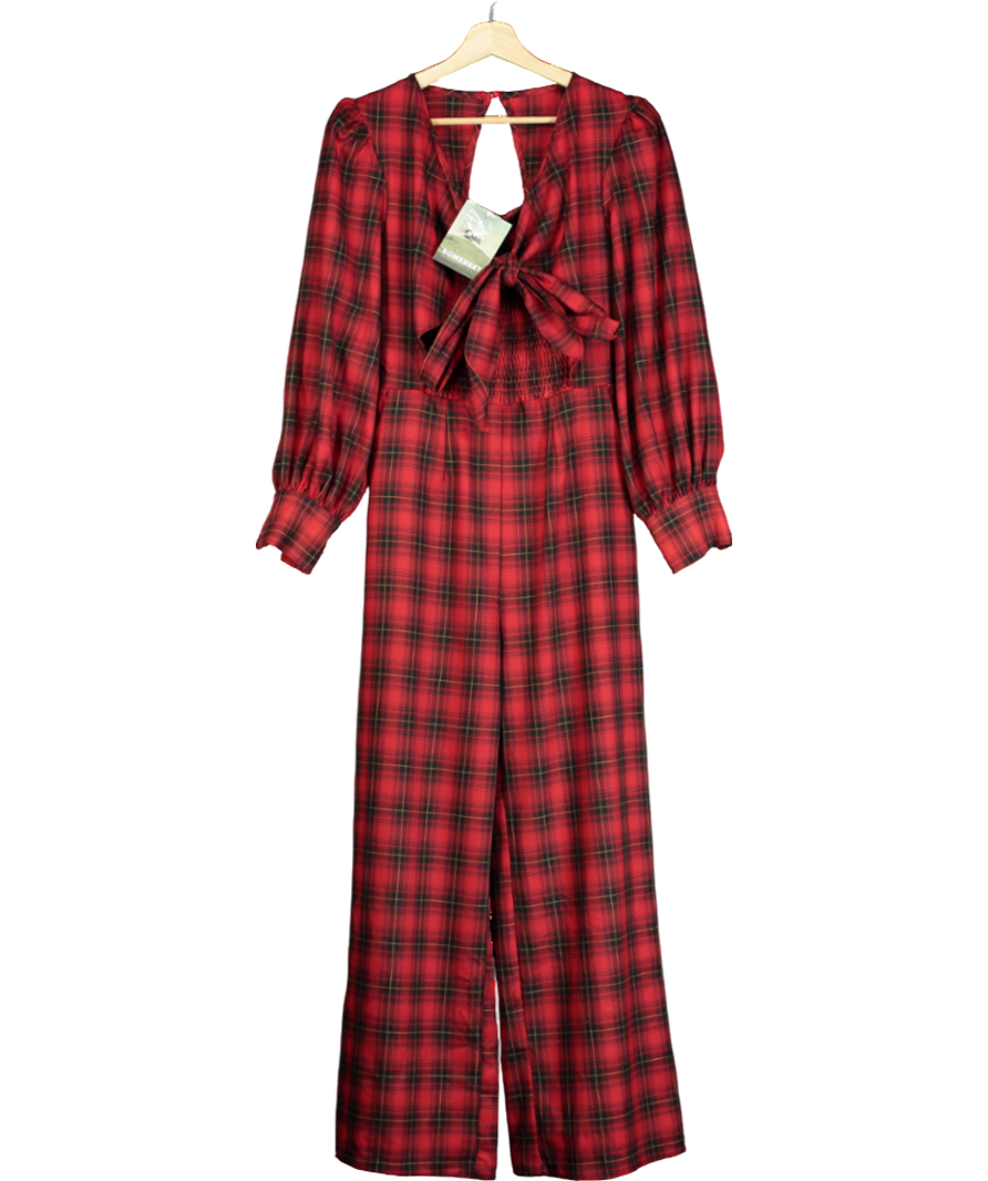 Somerset by Alice Temperley Red Check Tie Front Jumpsuit UK 10