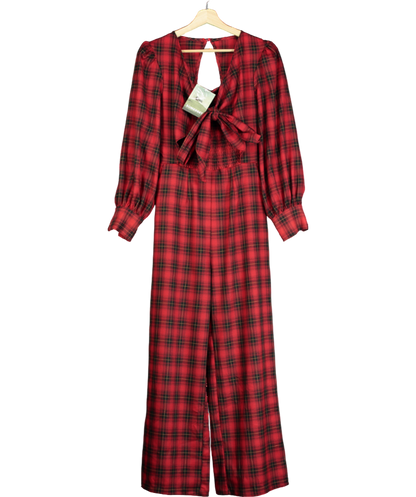 Somerset by Alice Temperley Red Check Tie Front Jumpsuit UK 10