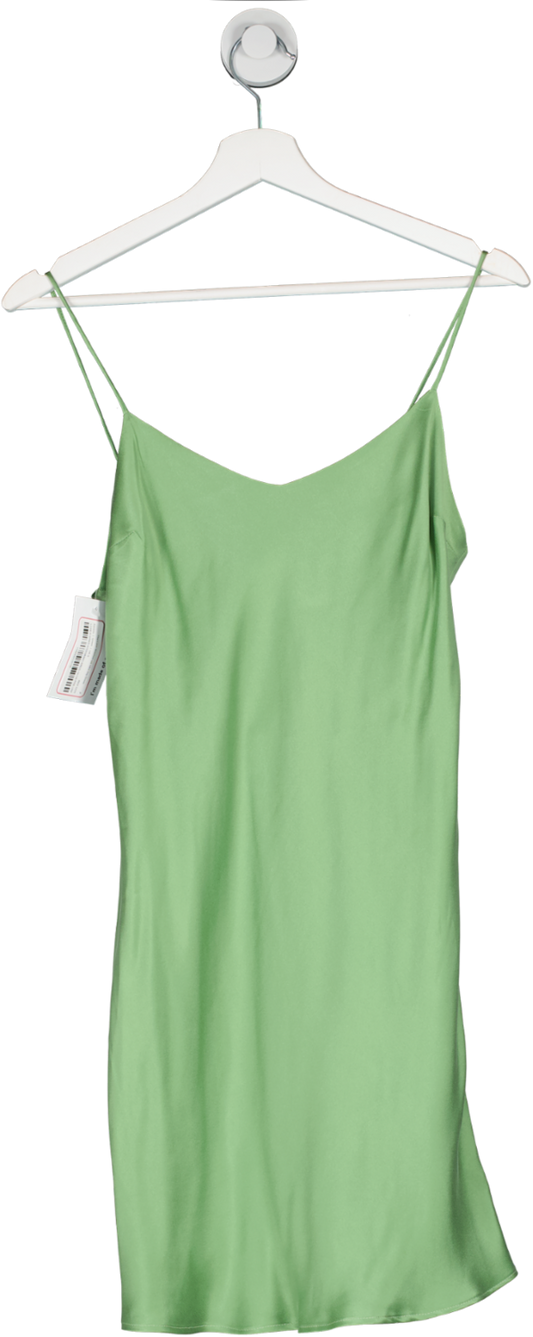 Asceno Green The Lyon Washed-silk Mini Slip Dress UK S