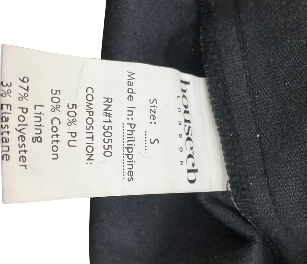 House of CB Black Azora Vegan Leather Micro Mini Shorts UK S