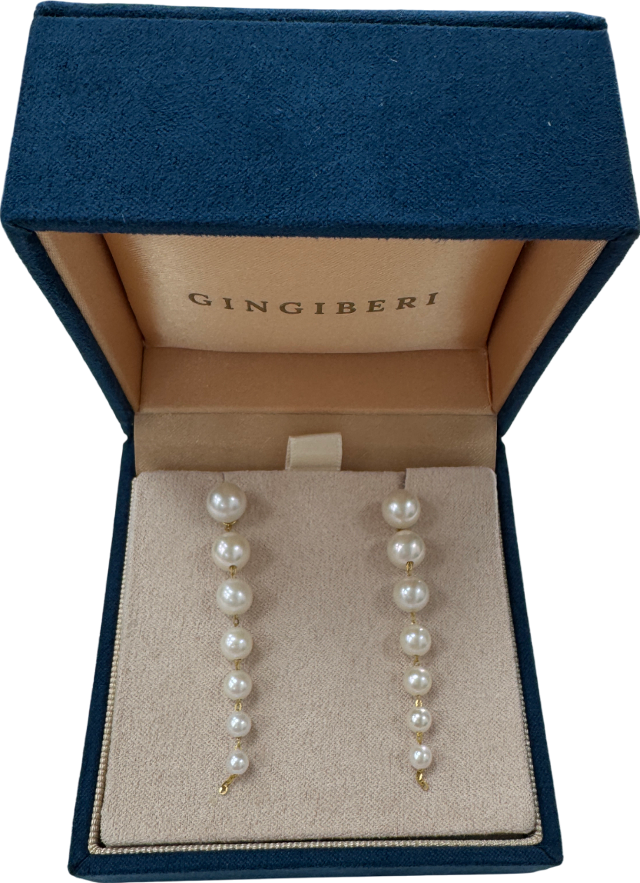 GINGIBERI 18k Solid Yellow Gold And Real Pearl Ombre Cascade Earrings