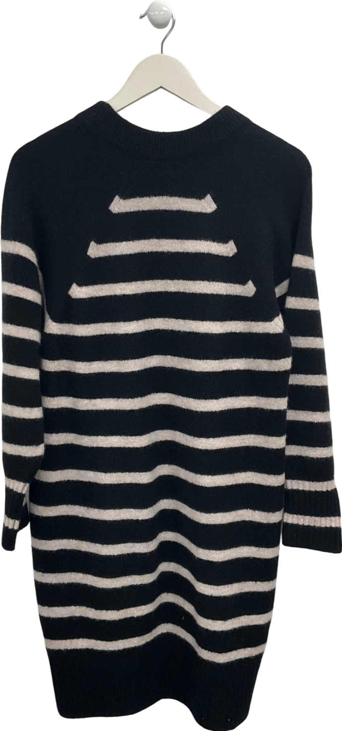 Whistles Black Crew Neck Striped Jumper Dress UK S