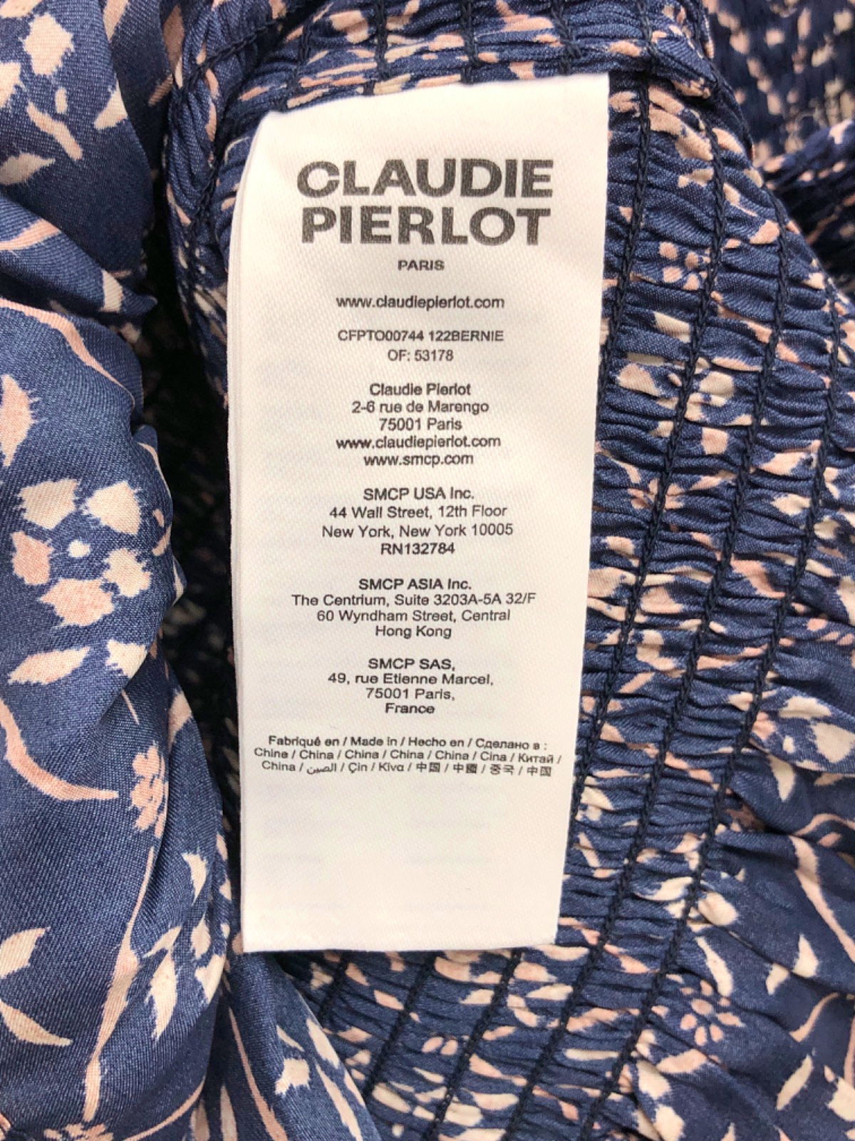 Claudie Pierlot Print Fonce Long Sleeve Blouse UK 12