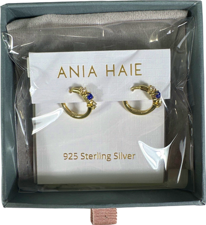 Ania Haie Gold Lapis Star Huggie Hoop Earrings - Gift Boxed