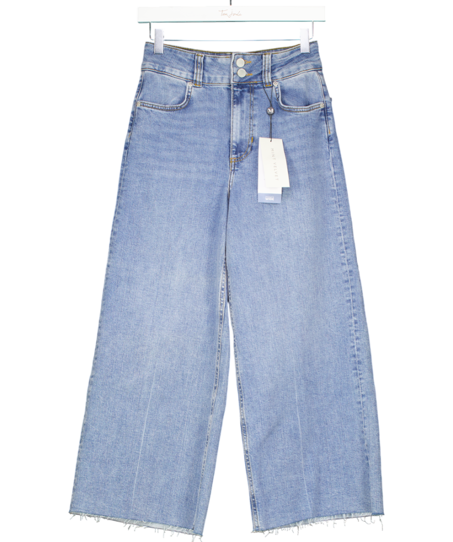 Mint Velvet Blue Indigo Culotte Crop Wide Leg Jeans UK 6