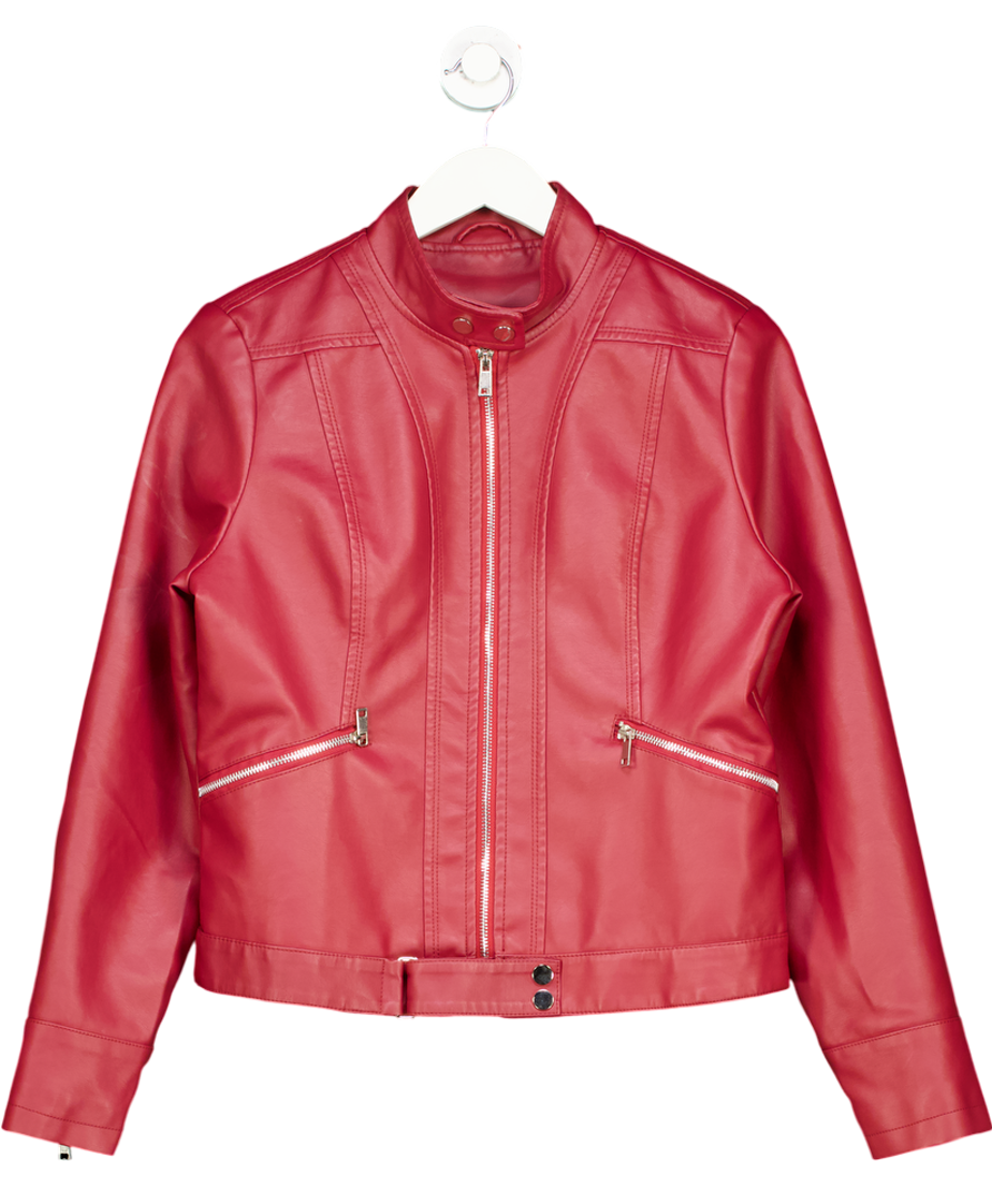 Red Faux Leather Jacket UK M