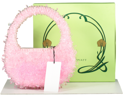 CLIO PEPPIATT Pink + The Vanguard Quartz Bead-embellished Satin Shoulder Bag