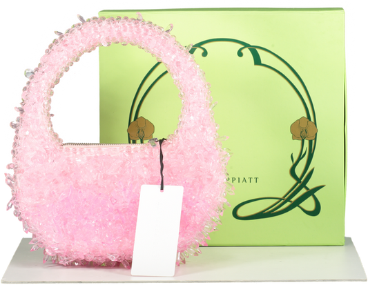 CLIO PEPPIATT Pink + The Vanguard Quartz Bead-embellished Satin Shoulder Bag