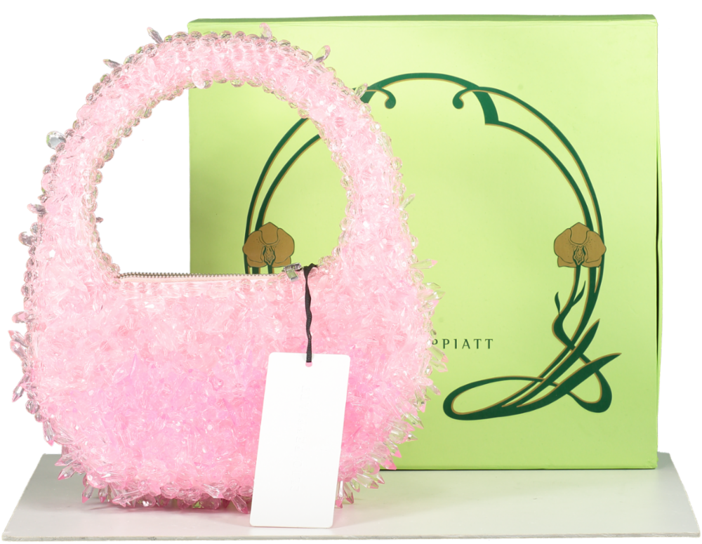 CLIO PEPPIATT Pink + The Vanguard Quartz Bead-embellished Satin Shoulder Bag