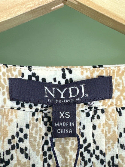 NYDJ Beige Snake Print Pintuck Blouse UK XS