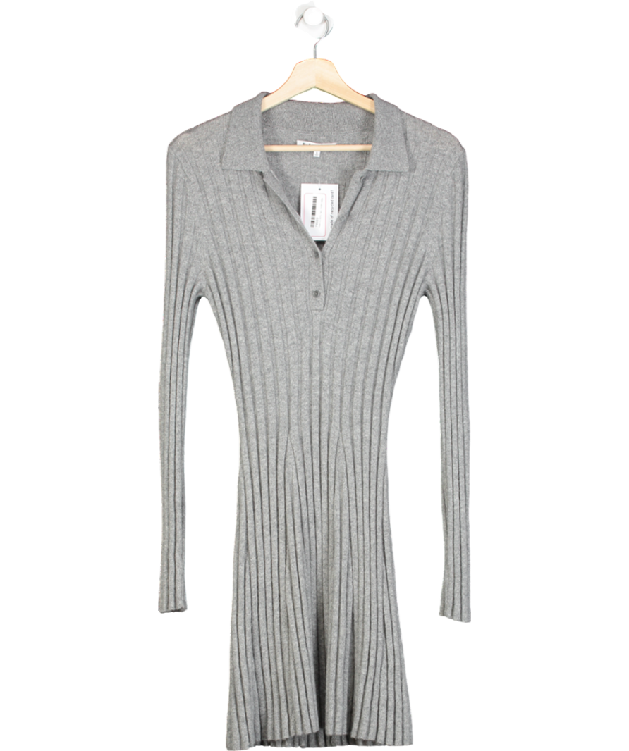 Reformation Grey Walsh Ribbed Recycled Cashmere Mini Dress UK S