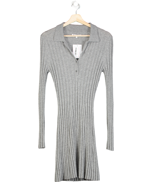 Reformation Grey Walsh Ribbed Recycled Cashmere Mini Dress UK S