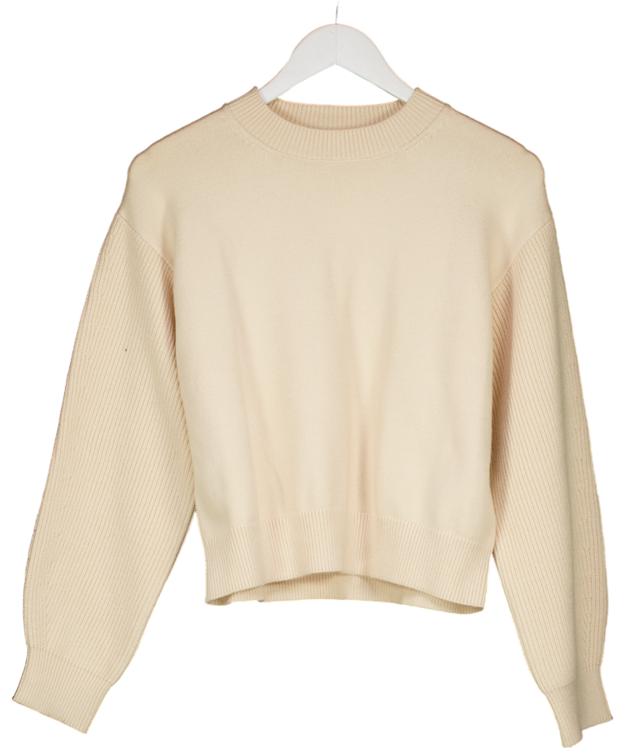MANGO Cream Round Neck Knitted Sweater UK S