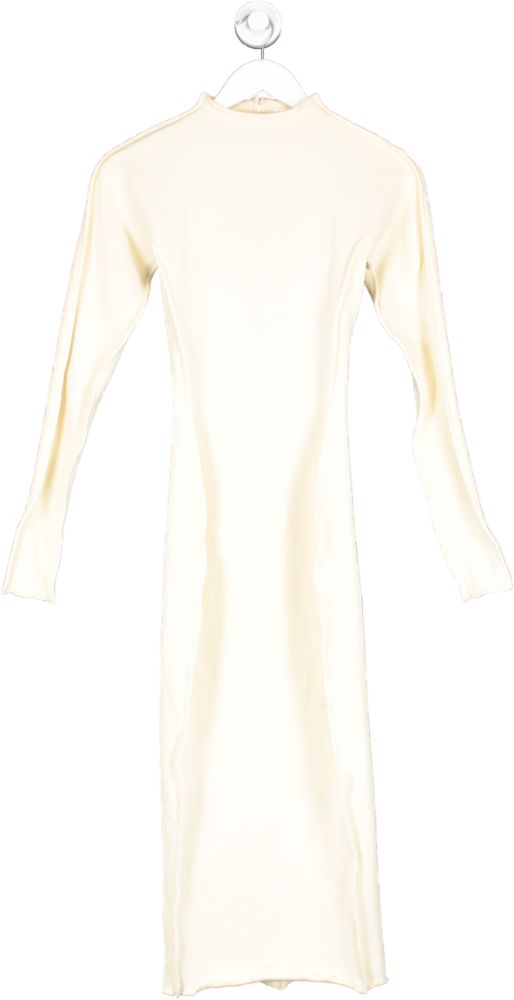 Johansen Cream High Neck Long Sleeve Backless Dress UK XS