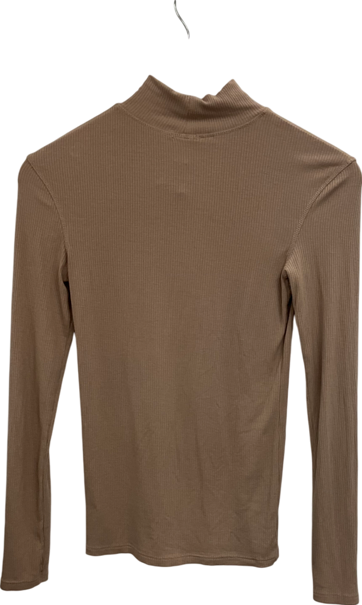 River Island Beige Ribbed Long Sleeve Top UK 6