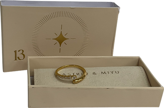 Astrid & Miyu Orbit Crystal Open Ring In Gold One Size