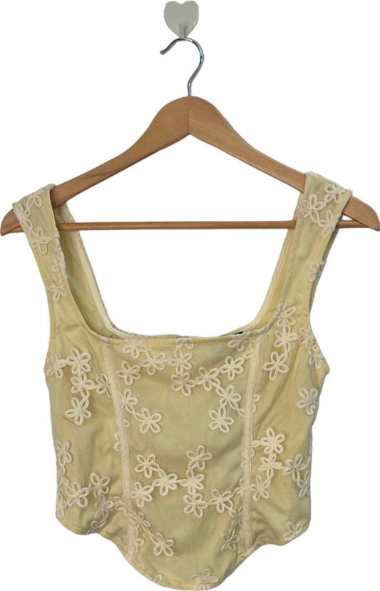 PrettyLittleThing Cream Floral Textured Corset Top Size 8