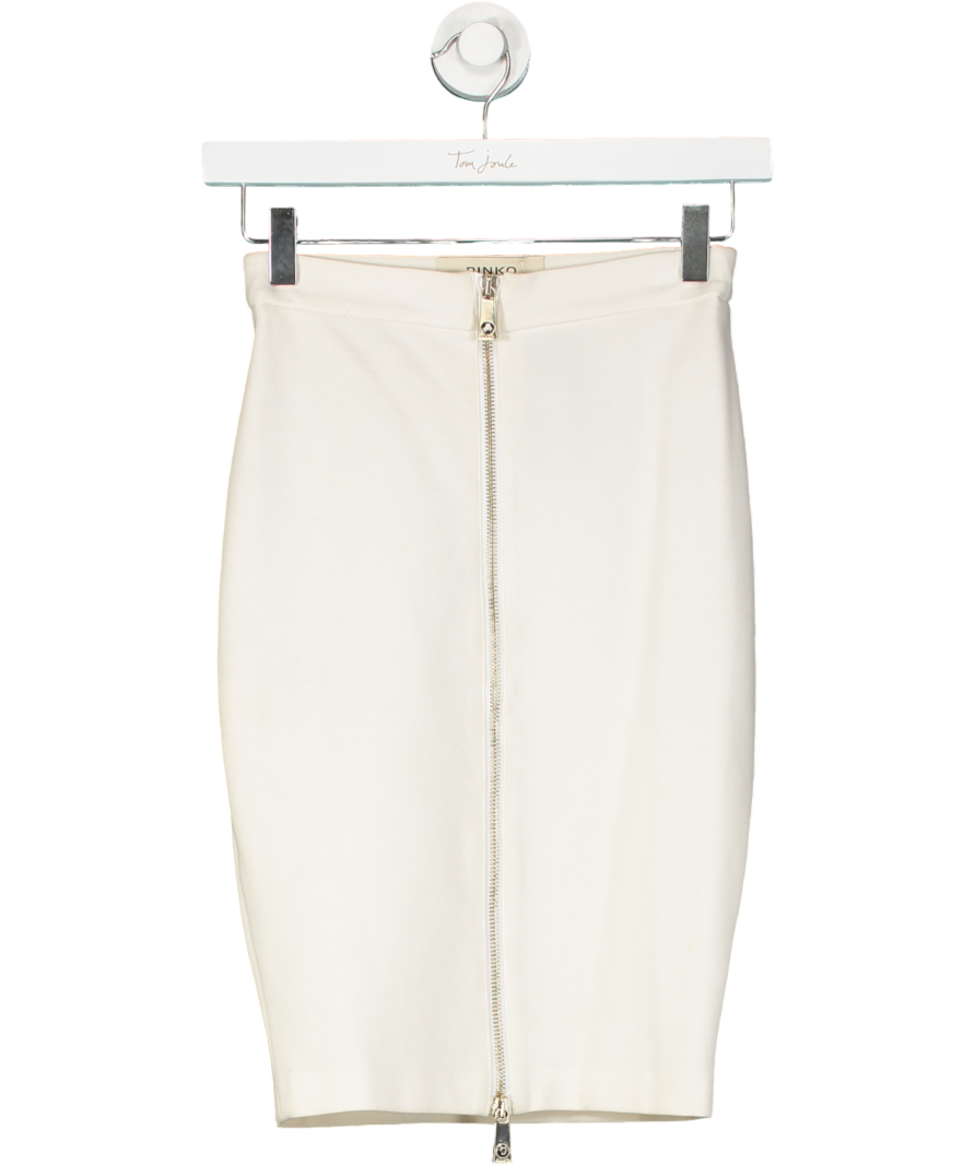 Pinko Zip Mid Length White Skirt UK M