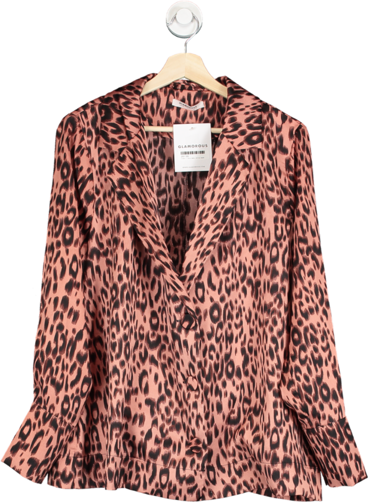 Glamorous Pink Leopard Print Belted Blazer UK 14