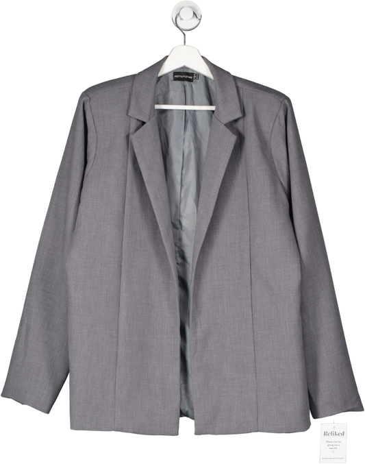 PrettyLittleThing Grey Tailored Oversized Dad Blazer UK 8