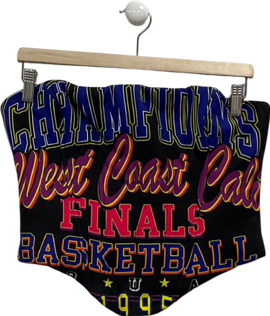 PrettyLittleThing Shape Black Padded Logo Corset Top UK 10