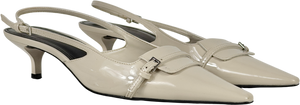 MANGO Cream Buckle Detail Sling Back Kitten Heels UK 6 EU 39