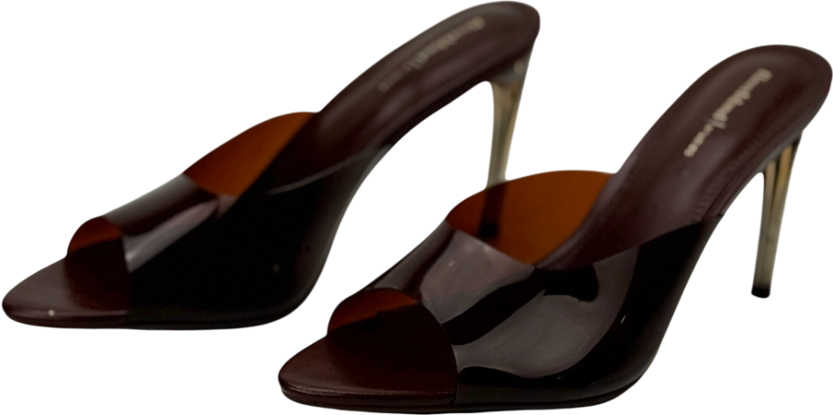 River Island Studio Brown Perspex Mule Heeled Sandals UK 6 EU 39 👠