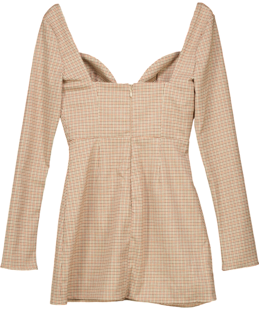 House of CB Brown Angelie Check Mini Dress (bigger Cup) UK S