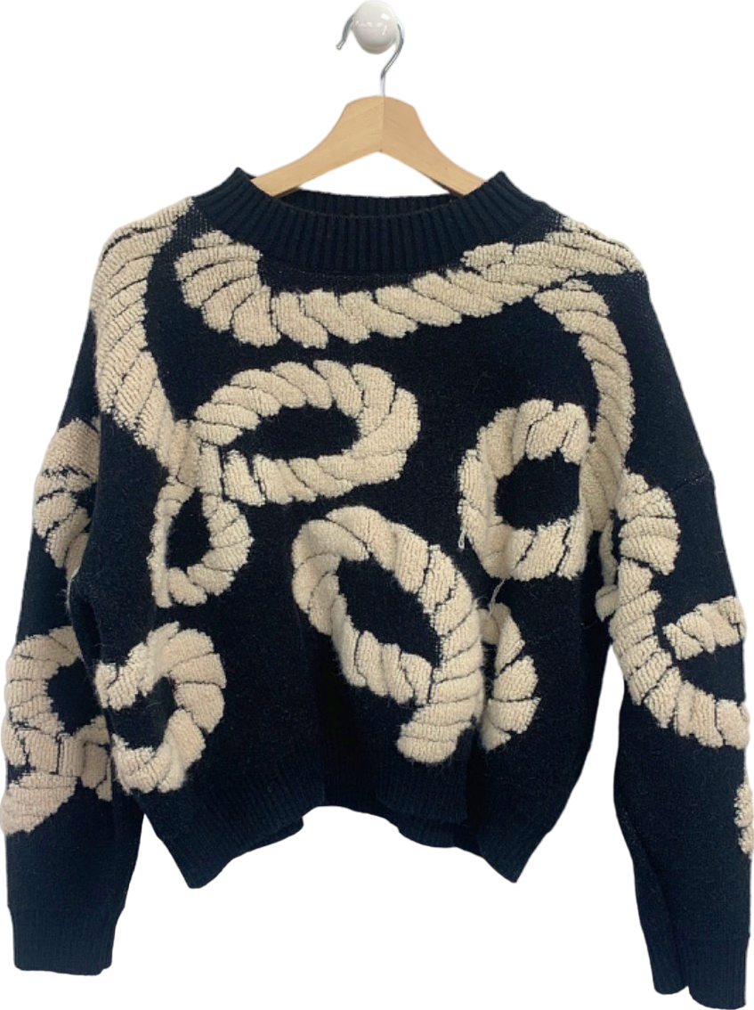 GD Black and White Rope Pattern Jumper UK S/M