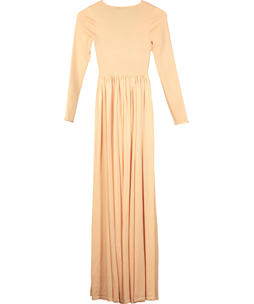 Pink Zimmermann Natura Peach Gathered Metallic Stretch-knit Maxi Dress Sz1 UK 10