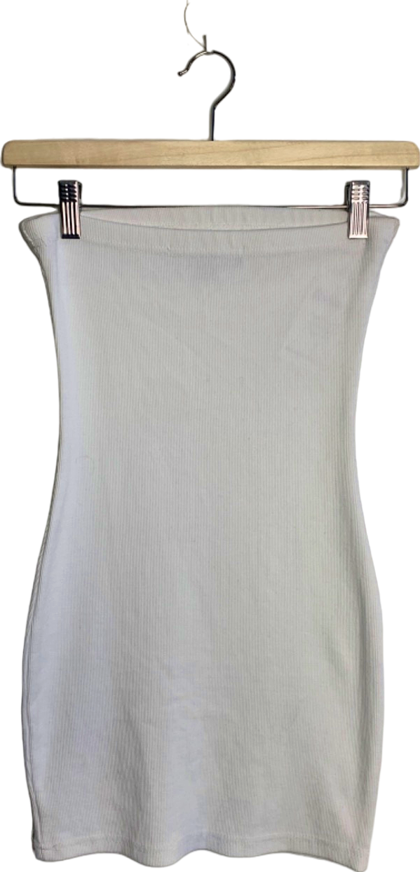 EGO White Ribbed Bodycon Dress UK 6