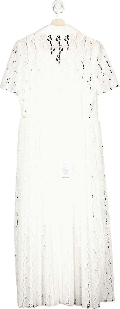 Self-Portrait White Floral Chiffon Midi Dress UK 12