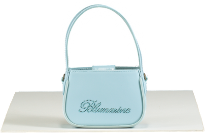 Blumarine Light Blue Crystal Logo Mini Handbag