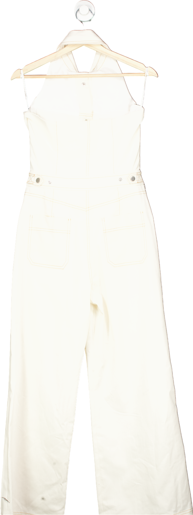 Karen Millen Ivory Tailored Denim Halterneck Wide Leg Jumpsuit UK 8