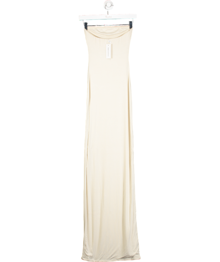 Naked Wardrobe Cream Smooth Cut Out Tube Maxi Dress UK 8
