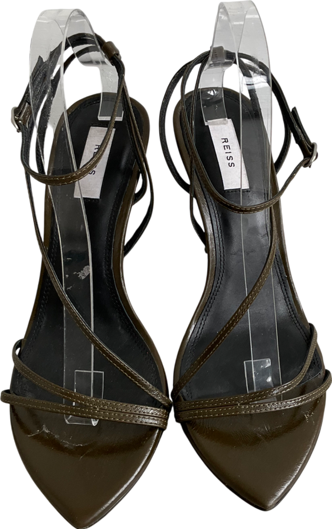 REISS Green Strappy Pointed Toe Sandals UK 7 EU 40 👠