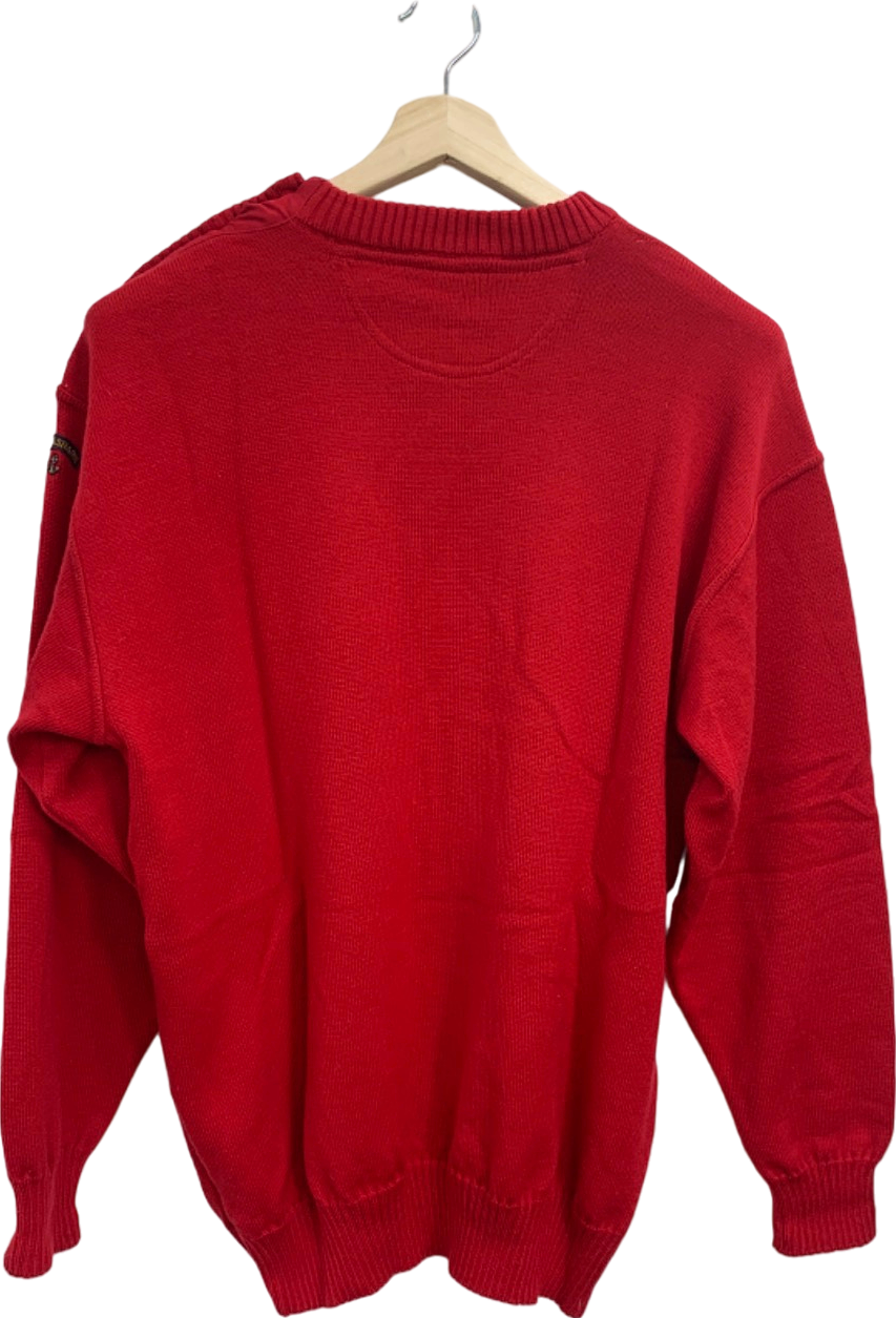 Paul & Shark Red Wool Button Shoulder Jumper UK XL