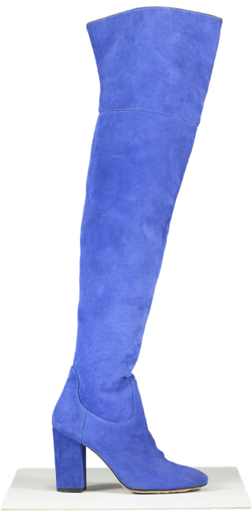 Pinko Electric Blue Suede Over The Knee Blovk Heel Boots UK 5 EU 38 👠