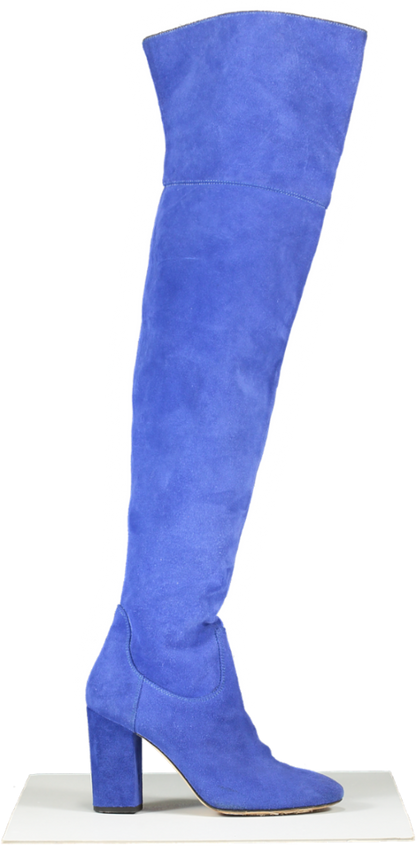 Pinko Electric Blue Suede Over The Knee Blovk Heel Boots UK 5 EU 38 👠