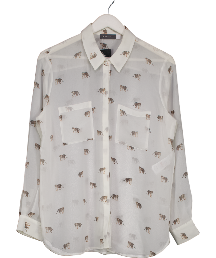 Mint Velvet White Tiger Print Blouse UK 14