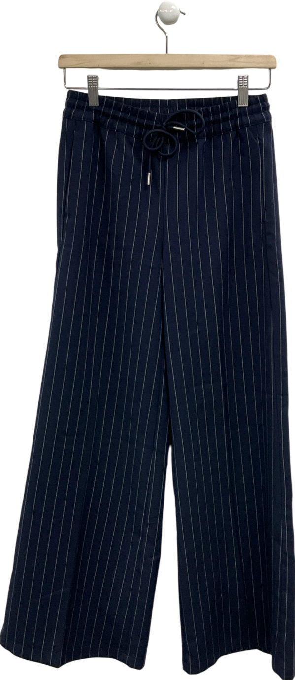 H&M Blue Pull On Wide Leg Pinstripe Trousers UK XXS