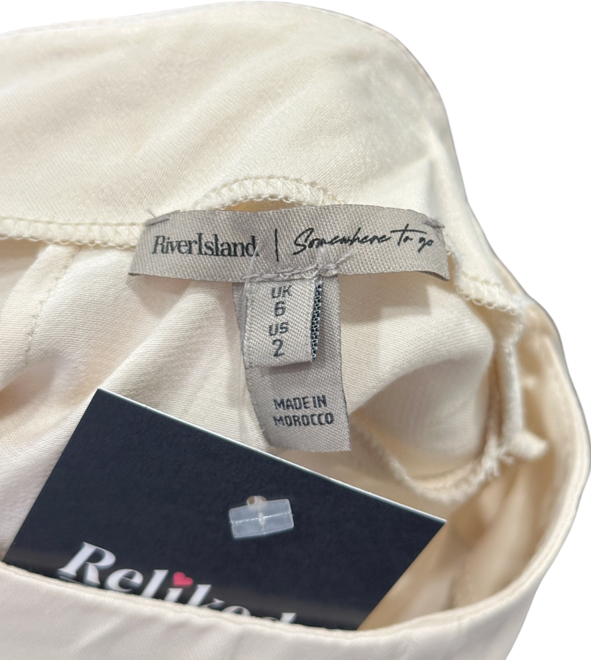 River Island Cream Lace Hem Satin Midi Skirt UK 6