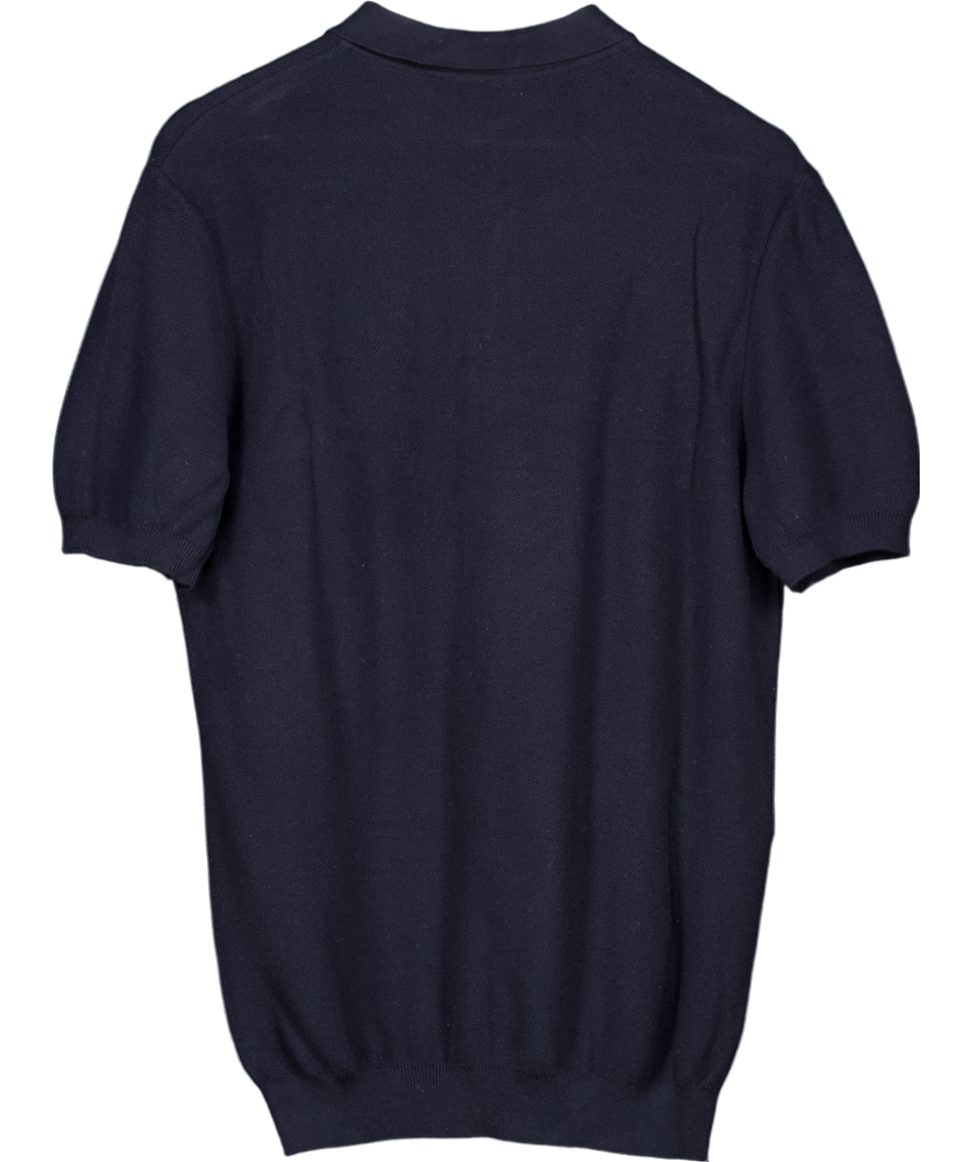 Sunspel Blue Knit Polo Shirt UK M