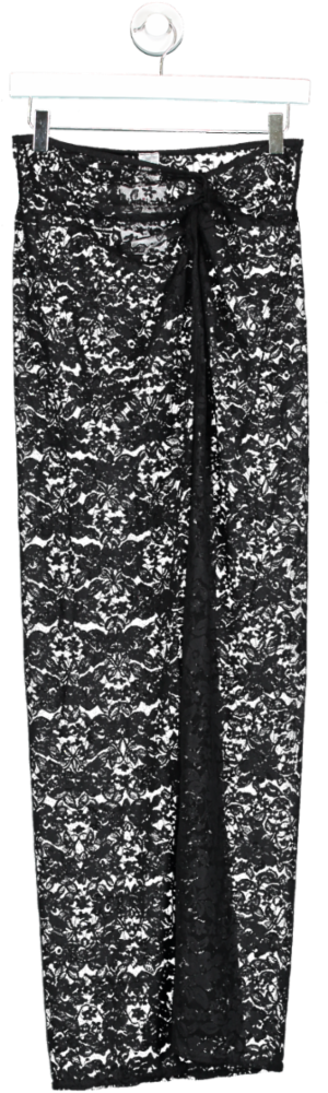Haloure Black Lace Twist Detail Maxi Skirt UK S