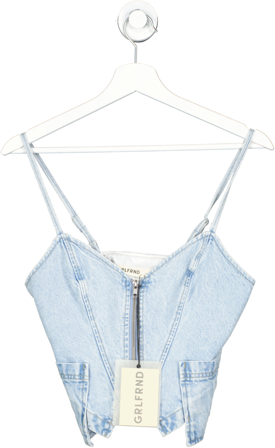 grlfrnd Blue Maia Cargo Denim Top UK XS