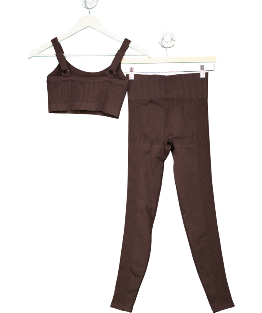 ASOS Brown 2-piece Seamless Contour Rib Activewear Set UK S
