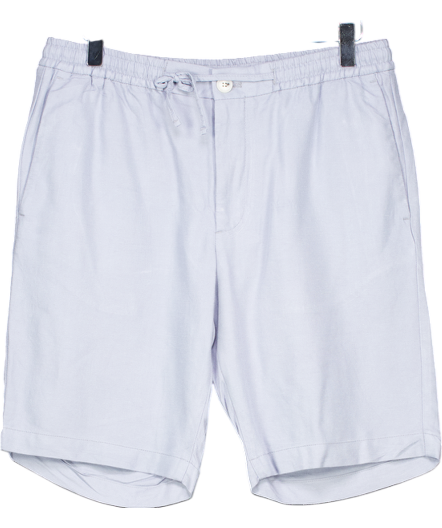 REISS Blue Textured Crepe Drawstring Shorts UK S